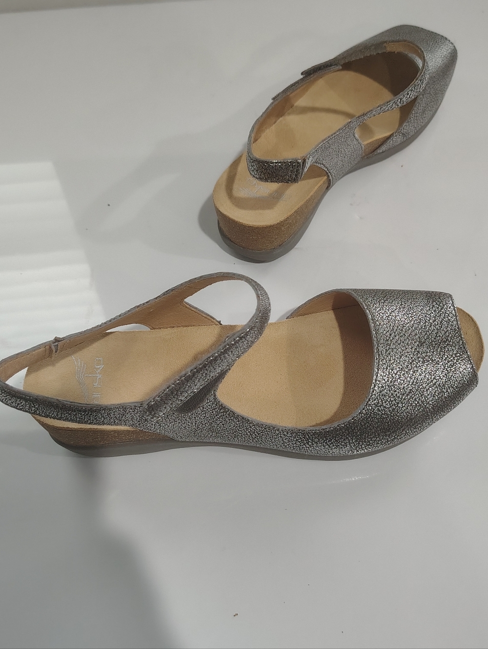 NWNB Dansko Pewter Metallic Slingback Sandals  Size 40